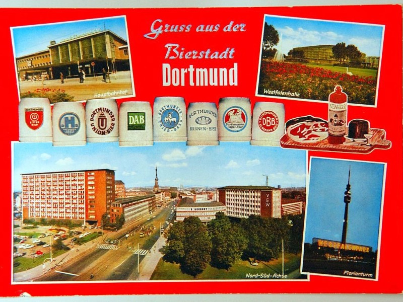 Grüße aus der Bierstadt Dortmund! — historische Postkarte aus den 80ern