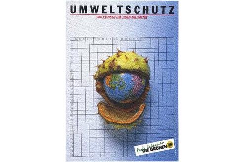 Umweltschutz. Wir kämpfen um jeden Millimeter. Farbe bekennen DIE GRÜNEN [1986] (c) Archiv Grünes Gedächtnis