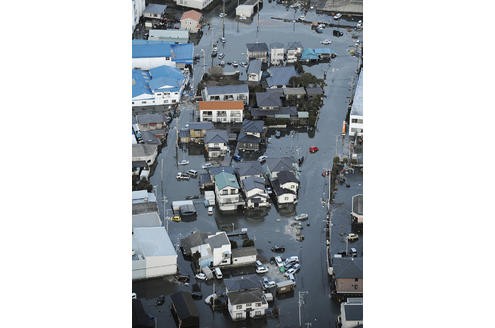 Die Wassermassen haben auch die Stadt Oarai getroffen.