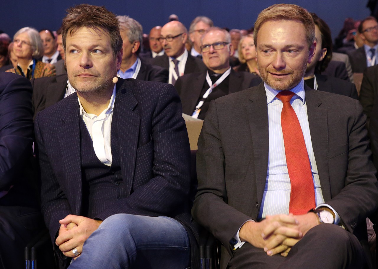 Robert Habeck (Grüne, l.) und Christian Lindner (FDP, r.) im Jahr 2018. 