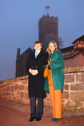 Perfekt ausgeleuchtet: Willem-Alexander und Maxima an der Wartburg. 