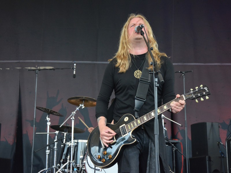 Die Band Secrets of the Moon bei ihrem Auftritt im Amphitheater Gelsenkirchen. Dort fand wieder das Rock Hard Festival statt.