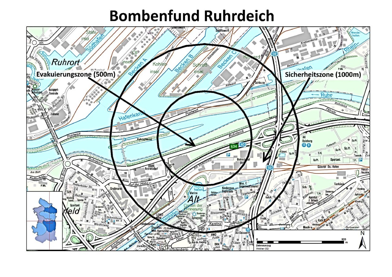 Am Ruhrdeich wurde die Bombe gefunden.