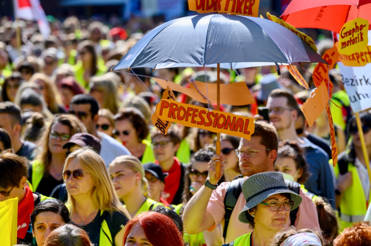 Verdi-Streik in Essen: Erst am vergangenen Mittwoch lockte die Gewerkschaft zu einer Großdemo in Gelsenkirchen.