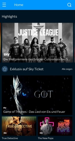 Sky-Ticket ist bald auch für Huawei-Geräte nutzbar.