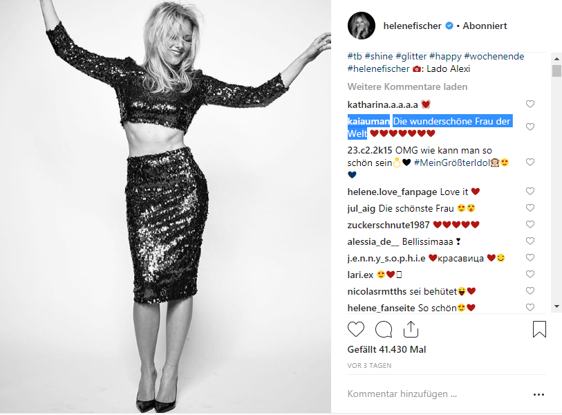 Dieses Bild postete Helene Fischer auf Instagram.