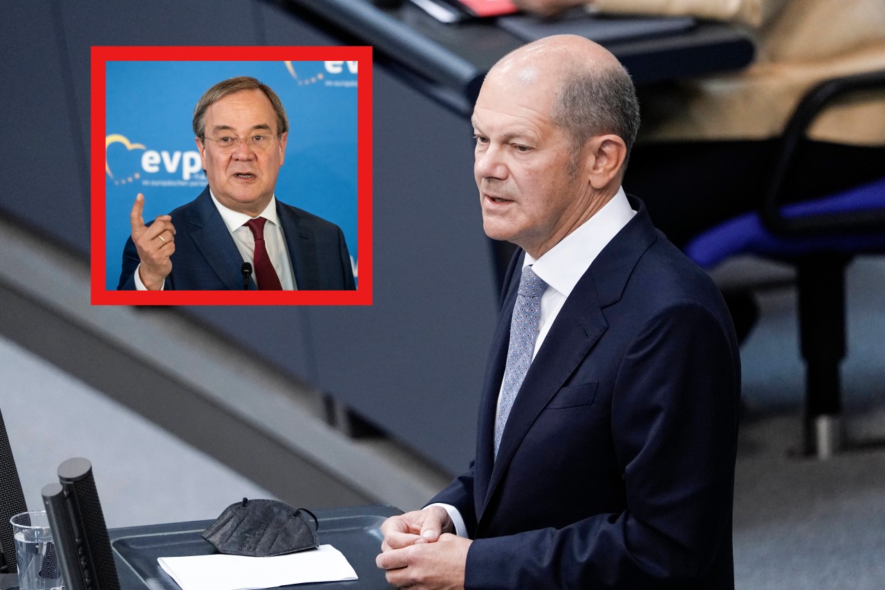 Im Interview attackiert Armin Laschet (CDU) Olaf Scholz (SPD). (Archivbilder)