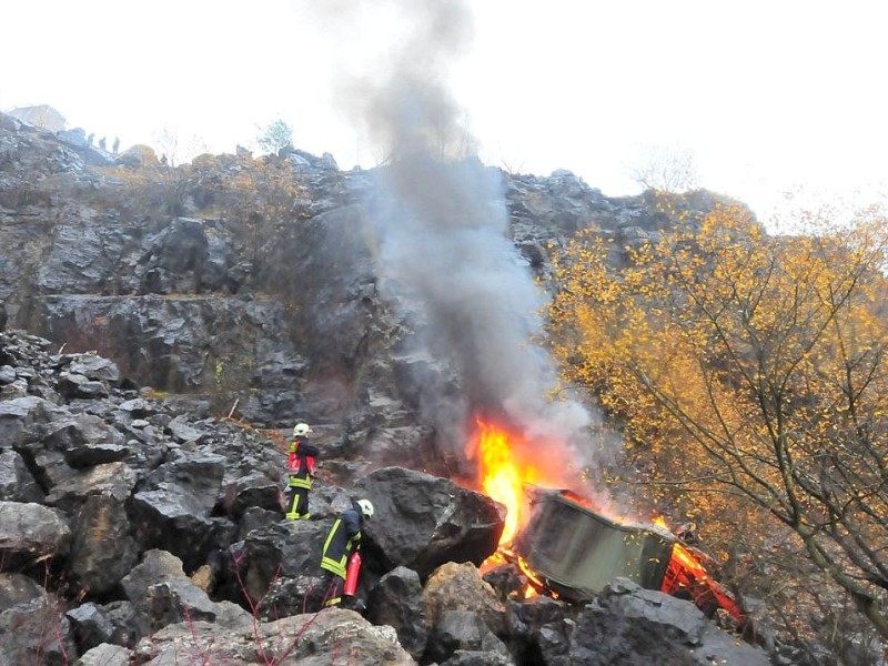 Alarm für Cobra 11 dreht in Balve im Steinbruch Beckum. Explosion, Stunt, Filmdreh Firma Action-Concept.Foto: Stefan Scherer