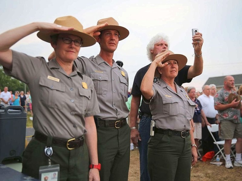 Amerikaner spielen zum 150. Jahrestag die entscheidende Schlacht des amerikanischen Bürgerkrieges in Gettysburg nach.