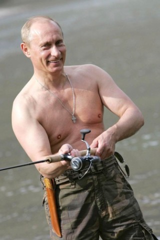 Wladimir Putin beim Fischen in Tuva. In seiner Freizeit zeigt sich...