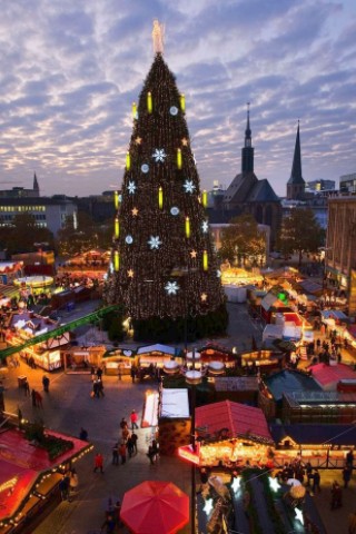 Erste Illuminierung der Riesentanne auf dem Dortmunder Weihnachtsmarkt am 17.11.2011.Foto: Knut Vahlensieck