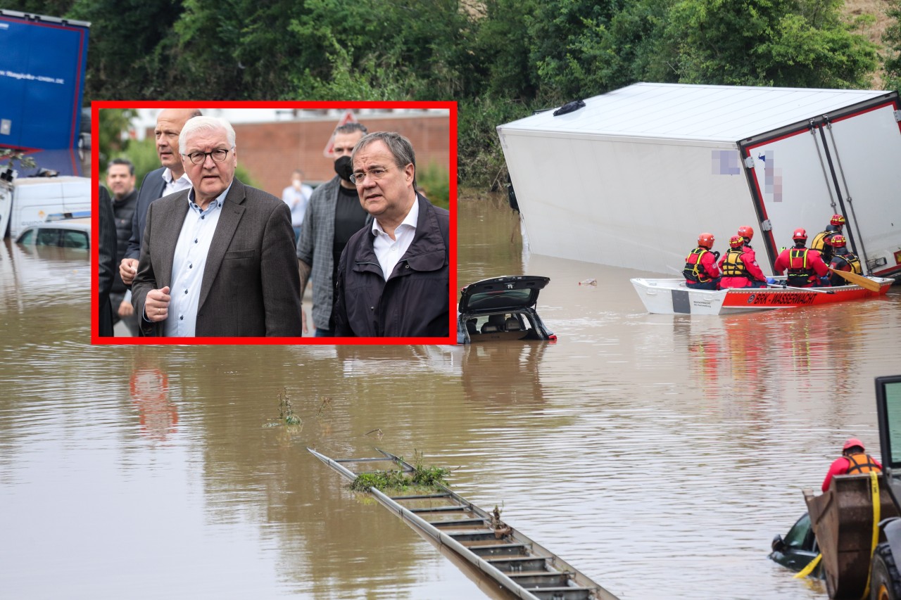 Frank-Walter Steinmeier und Armin Laschet haben Erftstadt besucht und sich ein Bild der Lage vor Ort gemacht. 