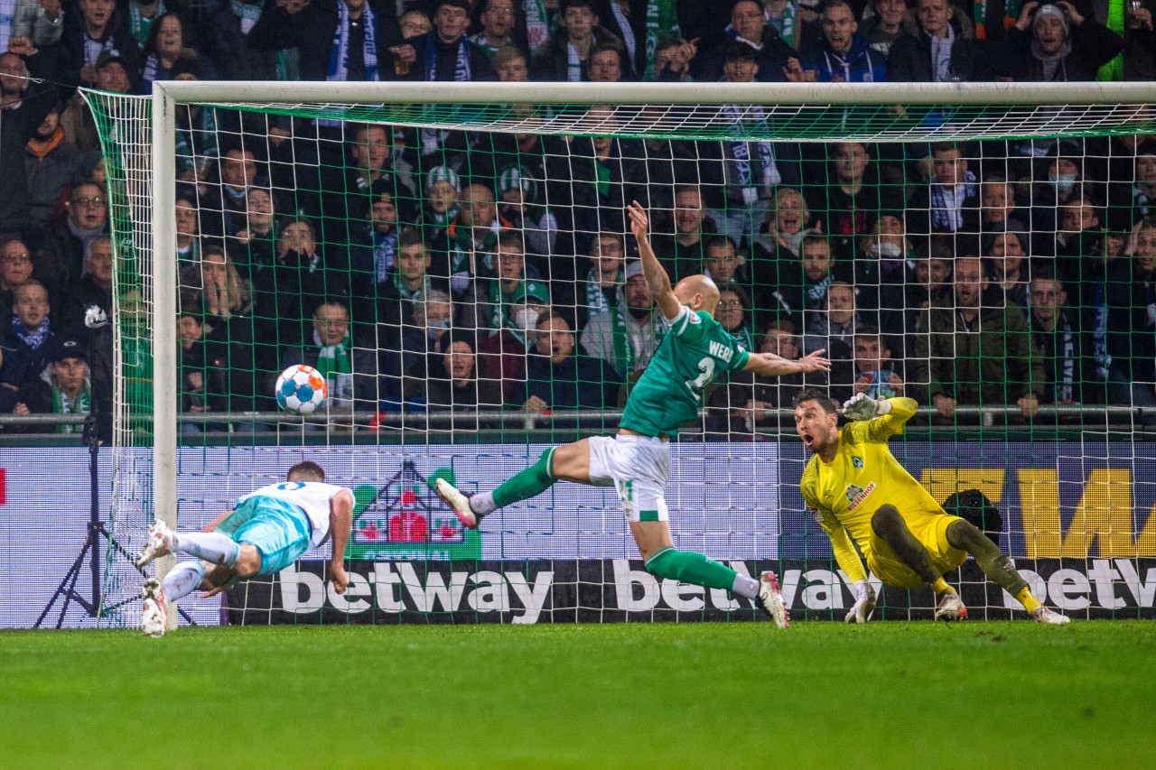 Der Moment der Erlösung: Simon Terodde traf zum 1:0 für den FC Schalke 04 gegen Werder Bremen.