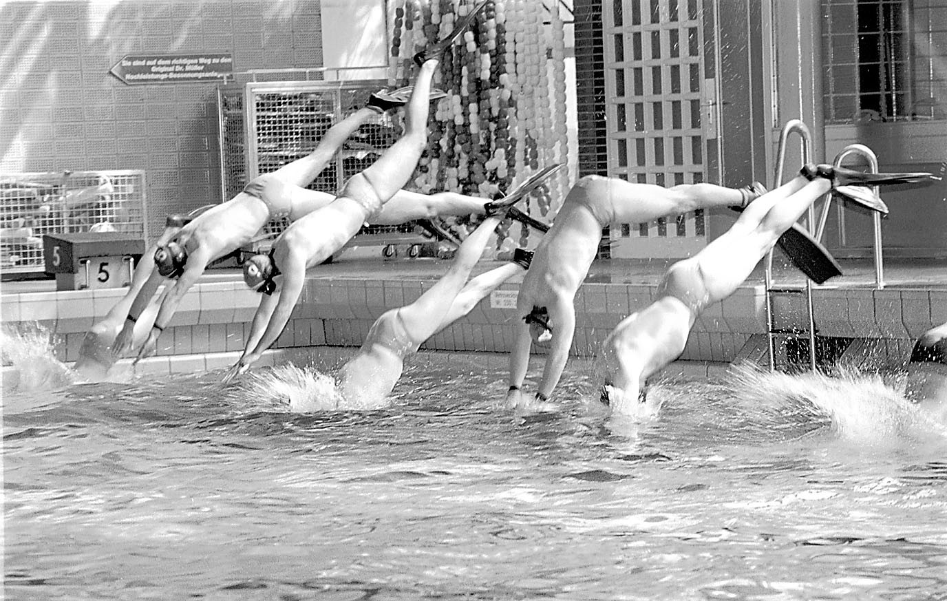 Dieses Bild entstand während der Unterwasser-Rugby-Weltmeisterschaft im Hauptbad im Jahr 1999.