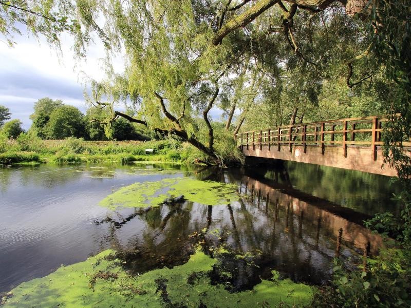 Landschaftsidylle: Am De Wittsee führt eine Brücke über die Nette.