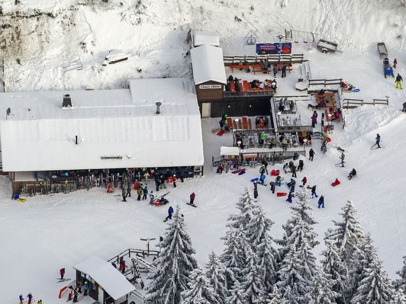 Andrang von Wintersportlern.