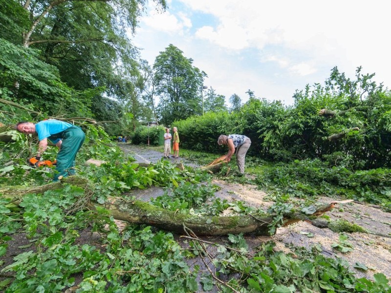 Essen Werden - Unwetter am Pfingstmontag - schwere Sturmschäden in Essen - Werden - Hardenbergufer - Radtouristen - Foto: Reiner Worm / WAZ FotoPool