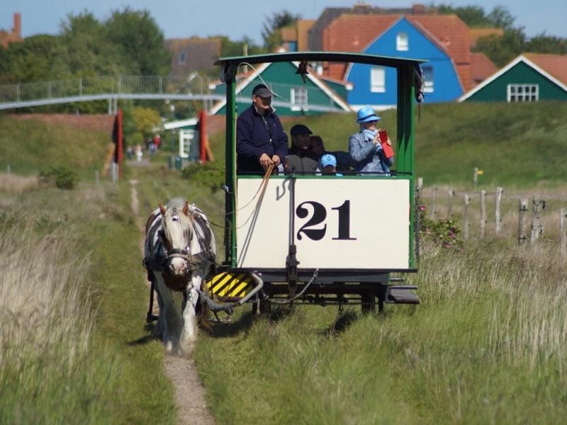 Eine Bahn, die von einem Pferd gezogen wird: Diese Besonderheit gibt es auf Spiekeroog.