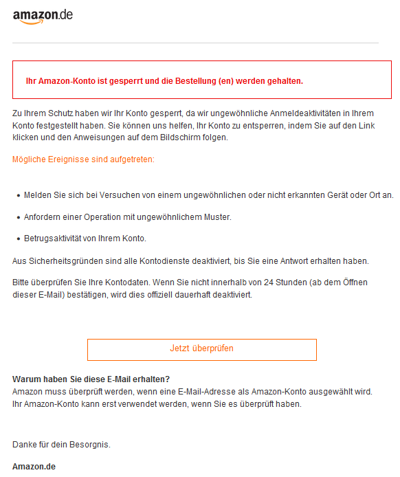Amazon Betrugsmail