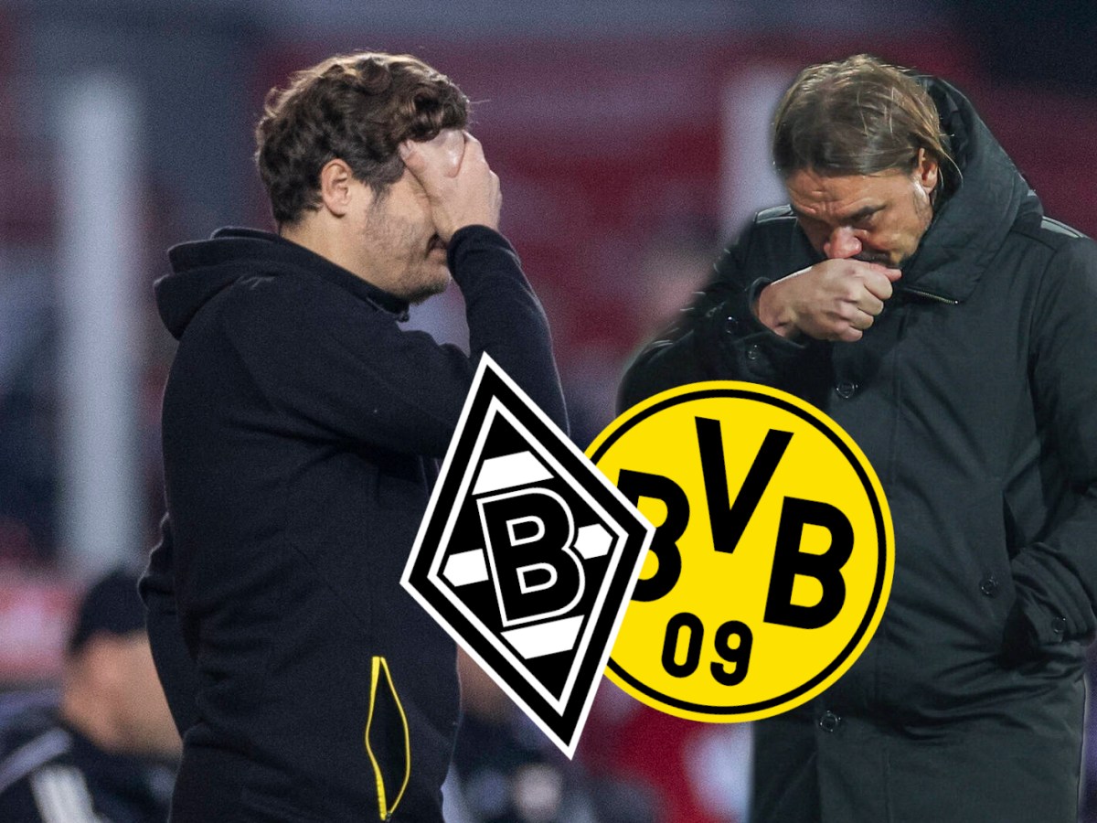 Die Trainer von Gladbach und Dortmund schauen frustriert.