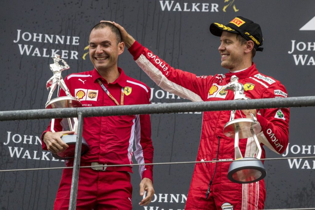 David Sanchez (l.), hier noch als Ingenieur von Sebastian Vettel und Ferrari, verlässt McLaren.