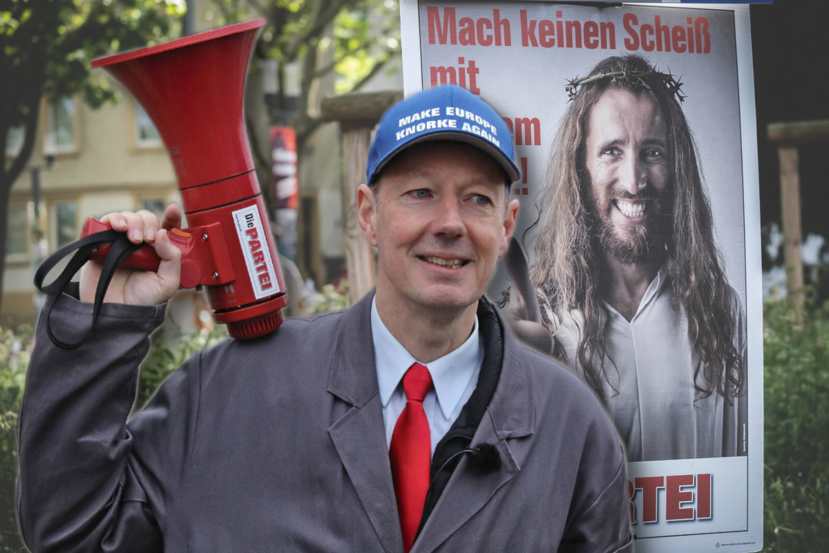 Martin Sonneborn hofft auf der Europawahl auf eine Wiederwahl in das Parlament. "Strack-Rheinmetall" würde ihm die Wahl versüßen.
