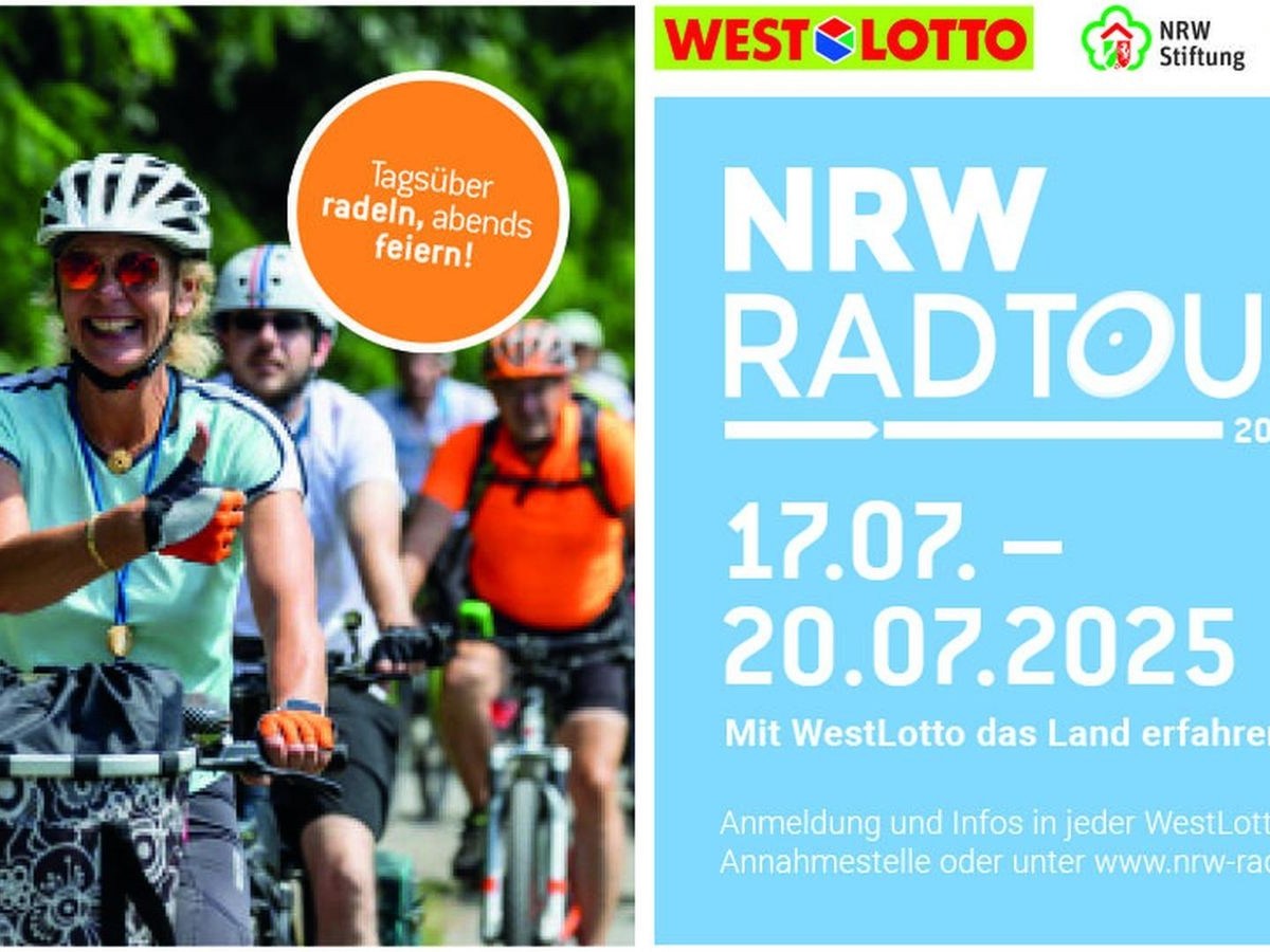 Am 17.7 . geth‘s los: WestLotto und die Nordrhein-Westfalen-Stiftung laden zur 15. NRW-Radtour.