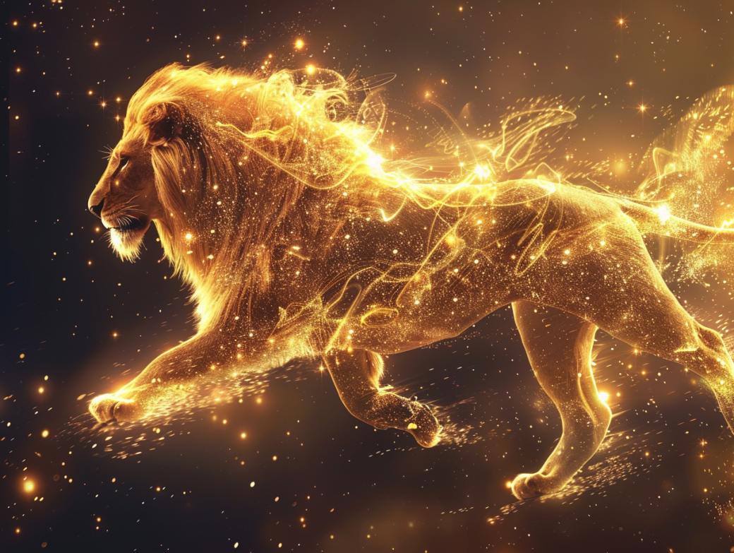 goldener Löwe im Universum