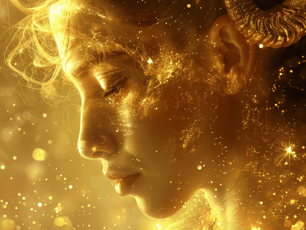 Frau im goldenen Universum