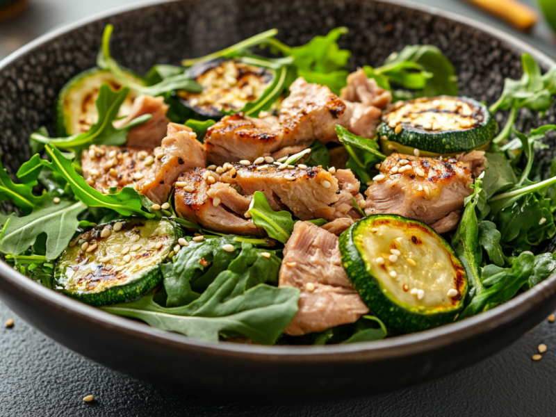 Zucchini-Thunfisch-Salat: gesundes Mittagessen in 15 Minuten